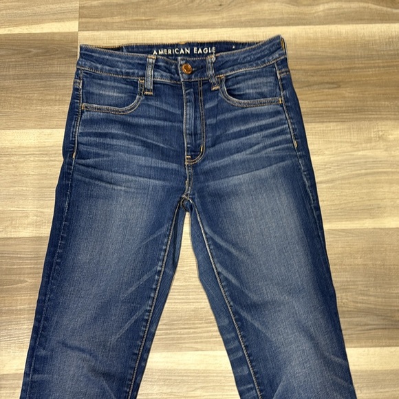🏴 American Eagle Outfitters Blue high rise jegging crop size 4 - Picture 5 of 12